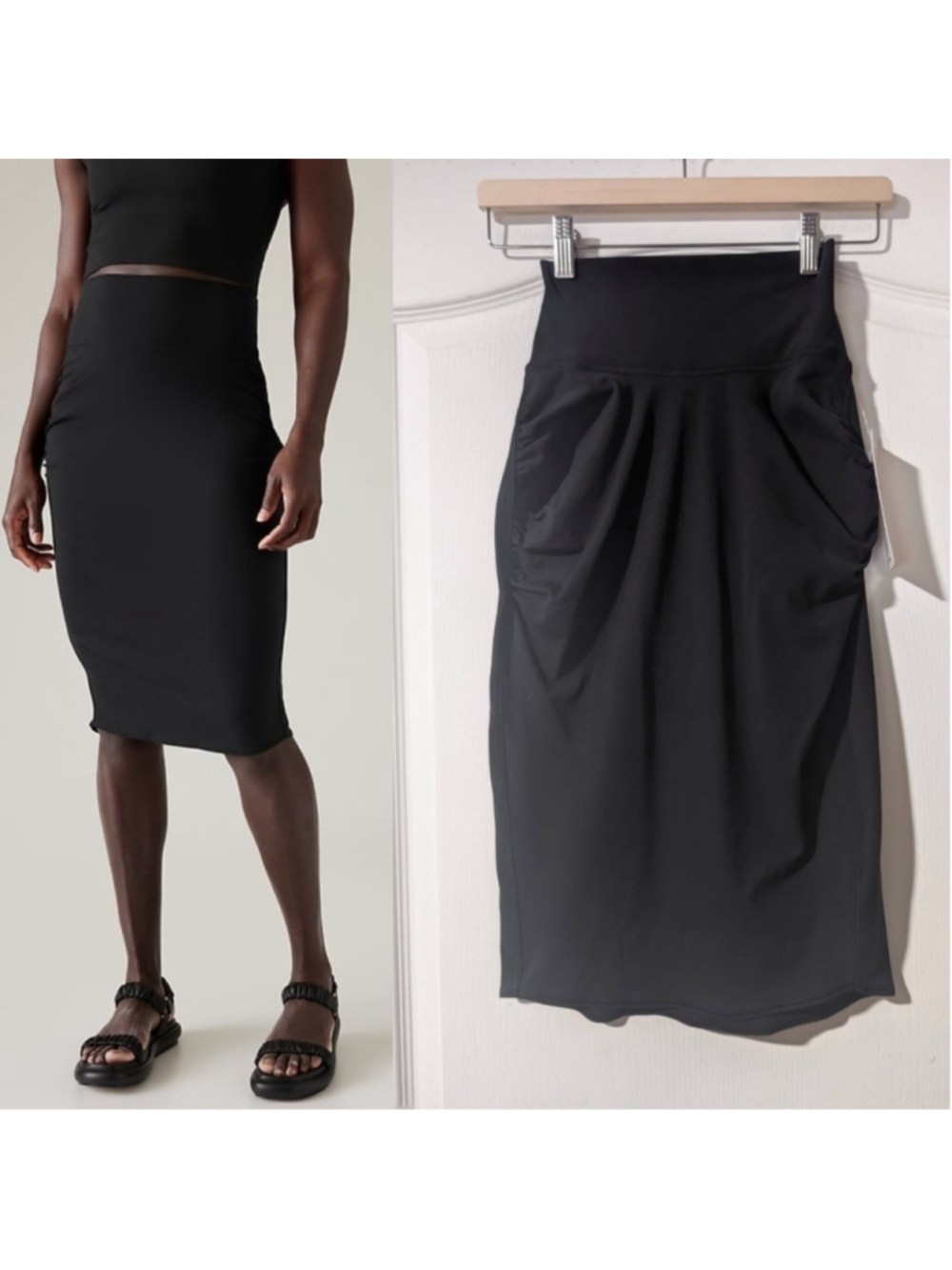 Athleta | Transcend High Rise Midi Skirt In Black
